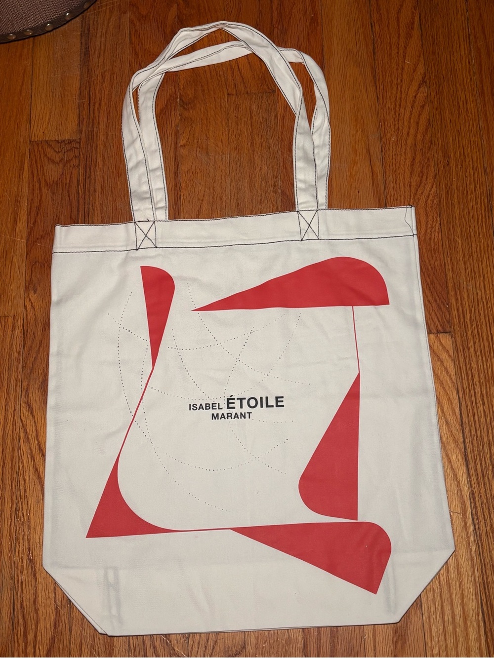 New Isabel Marant Étoile Canvas Tote Bag White Red Logo Shopper Market Beach
